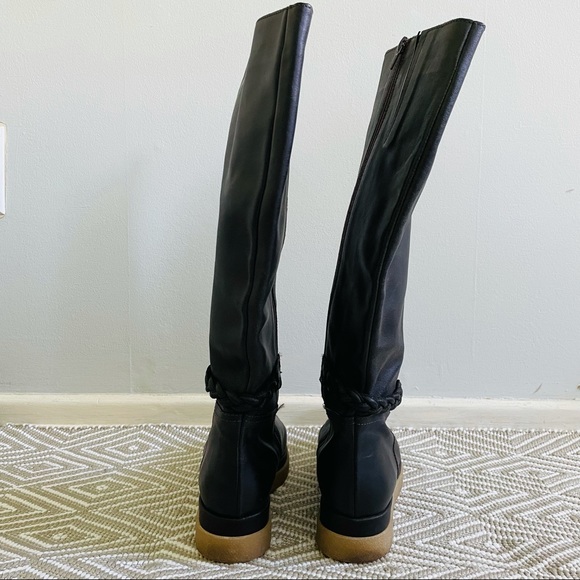 Anthro Miss Albright Leather Braided Knee Boots - Picture 4 of 11